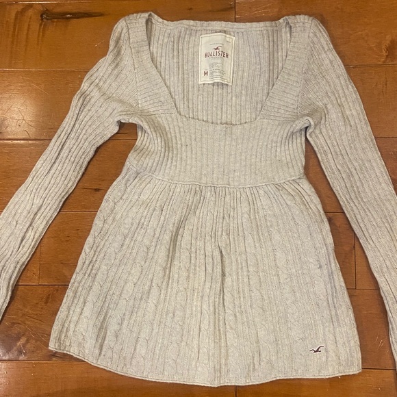 Vintage Y2K HOLLISTER Babydoll Sweater Cable Knit M Bella Swan rabbit hair